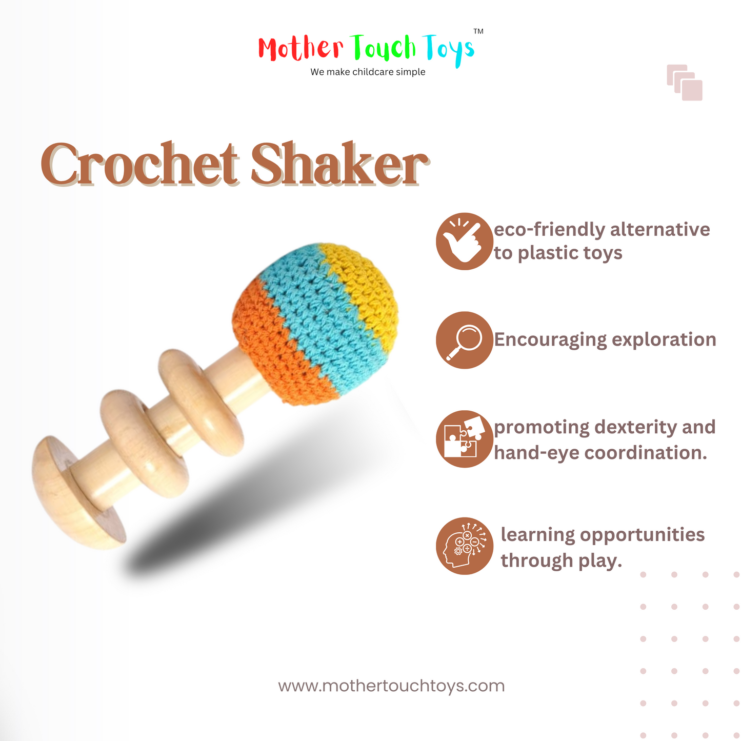 Mother Touch Toys - Soft Crochet Rattle: Sensory Play for Babies (Ages 0+)