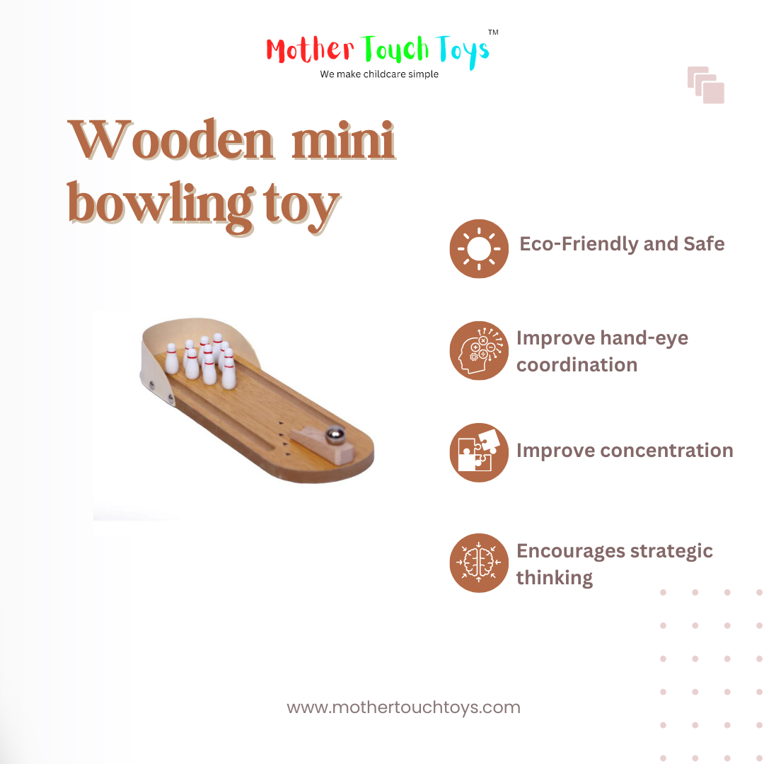 Wooden mini bowling toy